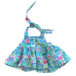 Build A Bear Workshop | VINTAGE | Pinafore Dress | Blue‎ & Pink Floral Patchwork